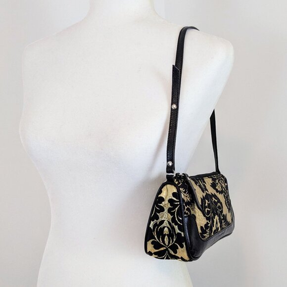 Dolce & Gabbana black gold leather satin mini shoulder bag Y2K vintage - Picture 3 of 16